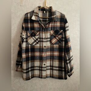 Moment women's large plaid shacket